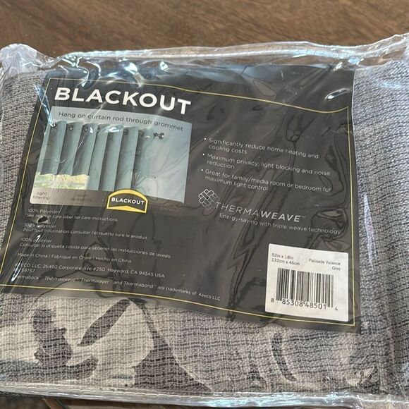 Eclipse 18"x52" Palisade Therma lined Window Valance Gray - Picture 3 of 6